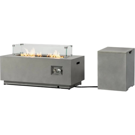 Outdoor Fire Pit Table Propane Gas Fire pits Outdoor Fireplaces 42'' Rectangular Firepit Table, 2 Pieces in 1, 50,000 BTU