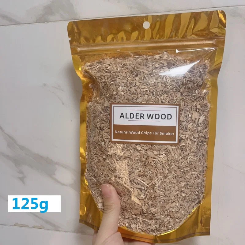 BBQ Smoked Sawdust Wood Chips-125-500g- Apple- Cherry Oak- Hickory-Alder Beech Smoking Fruit Wood Pieces for Smoker Fumigation Box