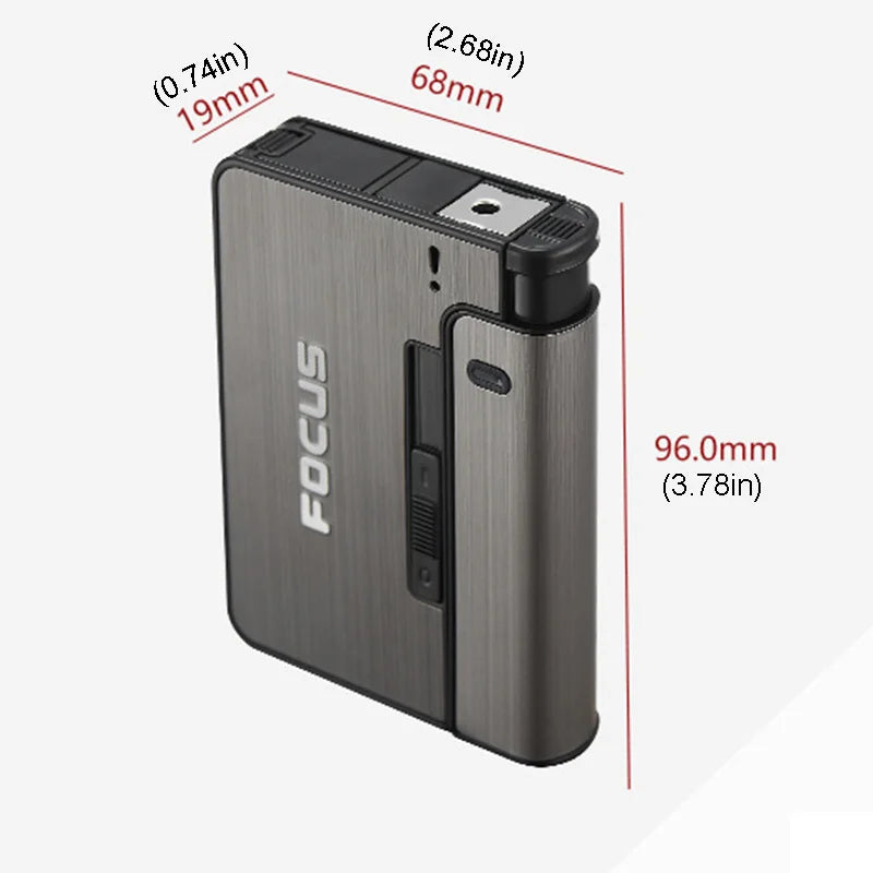 Portable Automatic Cigarette Case Metal Holder Box for 10 King Size Cigarettes, Lighter Not Included