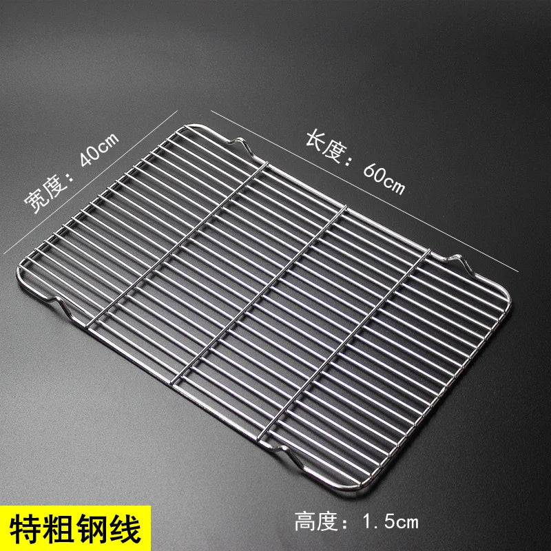304 Stainless Steel BBQ Grill Mesh Grate – Charcoal Barbecue Rack with V-Feet for Oil Drainage & High Heat Cooking