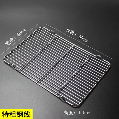 304 Stainless Steel BBQ Grill Mesh Grate – Charcoal Barbecue Rack with V-Feet for Oil Drainage & High Heat Cooking