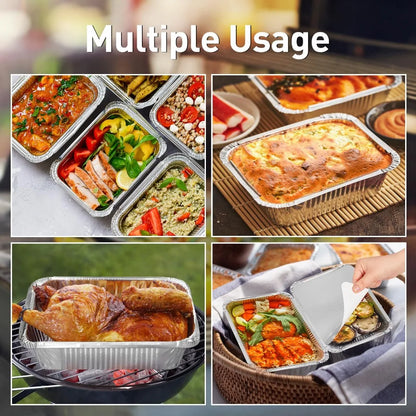 10-Pack Disposable Aluminum Foil Containers – Square Food Storage Trays for Baking, Cooking & Meal Prep