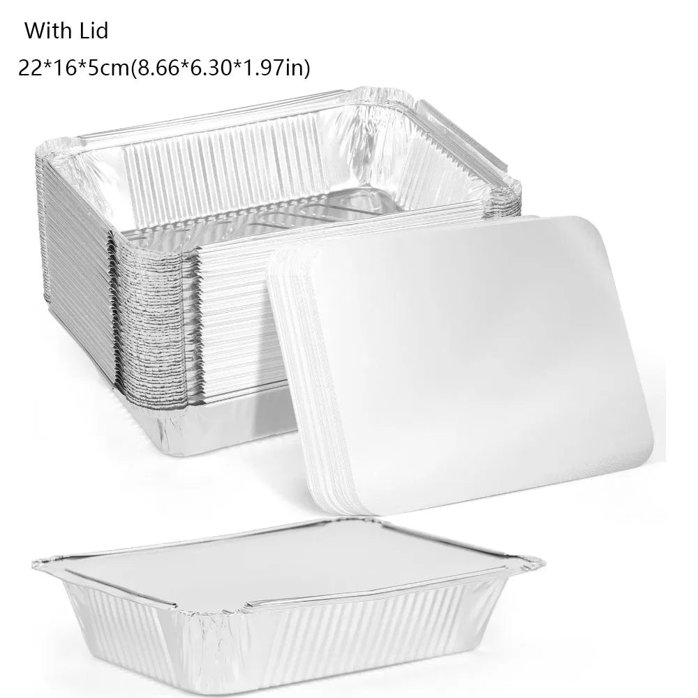 10-Pack Disposable Aluminum Foil Containers – Square Food Storage Trays for Baking, Cooking & Meal Prep