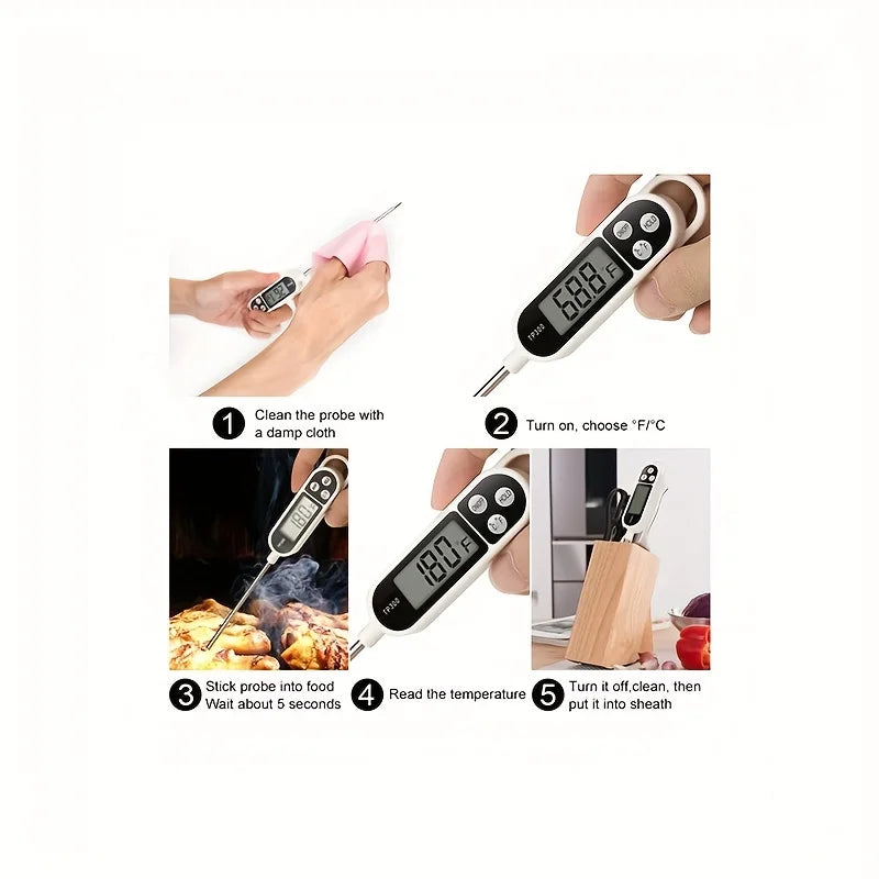 TP300 Probe Thermometer 1-Pack, Fast & Accurate 0.1°C Resolution, 9.65in Long, HOLD Function, for Kitchen & BBQ