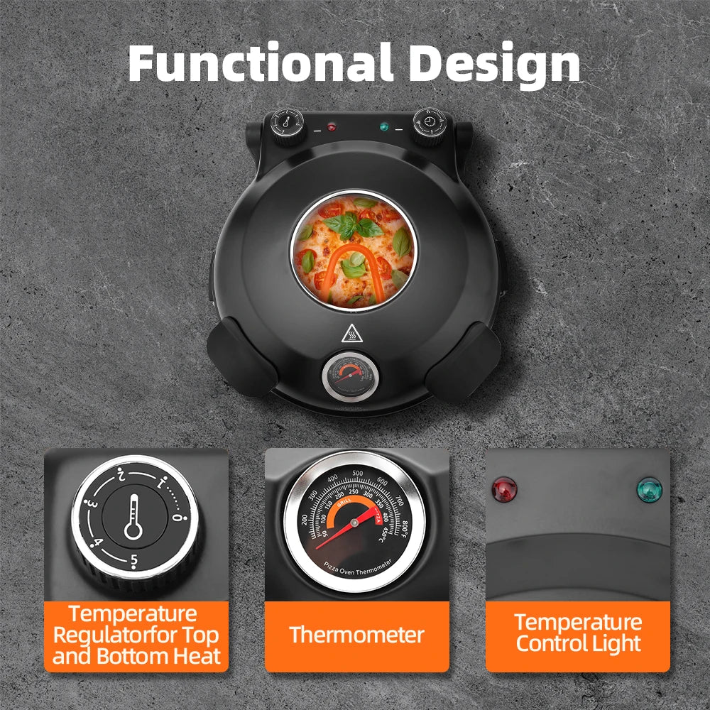 Electric Pizza Oven – Double-Sided Heating with Viewing Window (Up to 420°C)