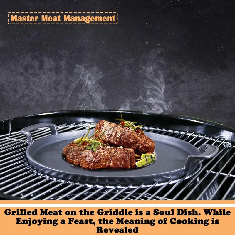 Gourmet BBQ System Cast Iron Griddle Pan for 22.5" Weber Kettle Charcoal Grill & Smokers