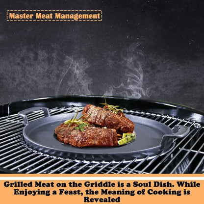 Gourmet BBQ System Cast Iron Griddle Pan for 22.5" Weber Kettle Charcoal Grill & Smokers