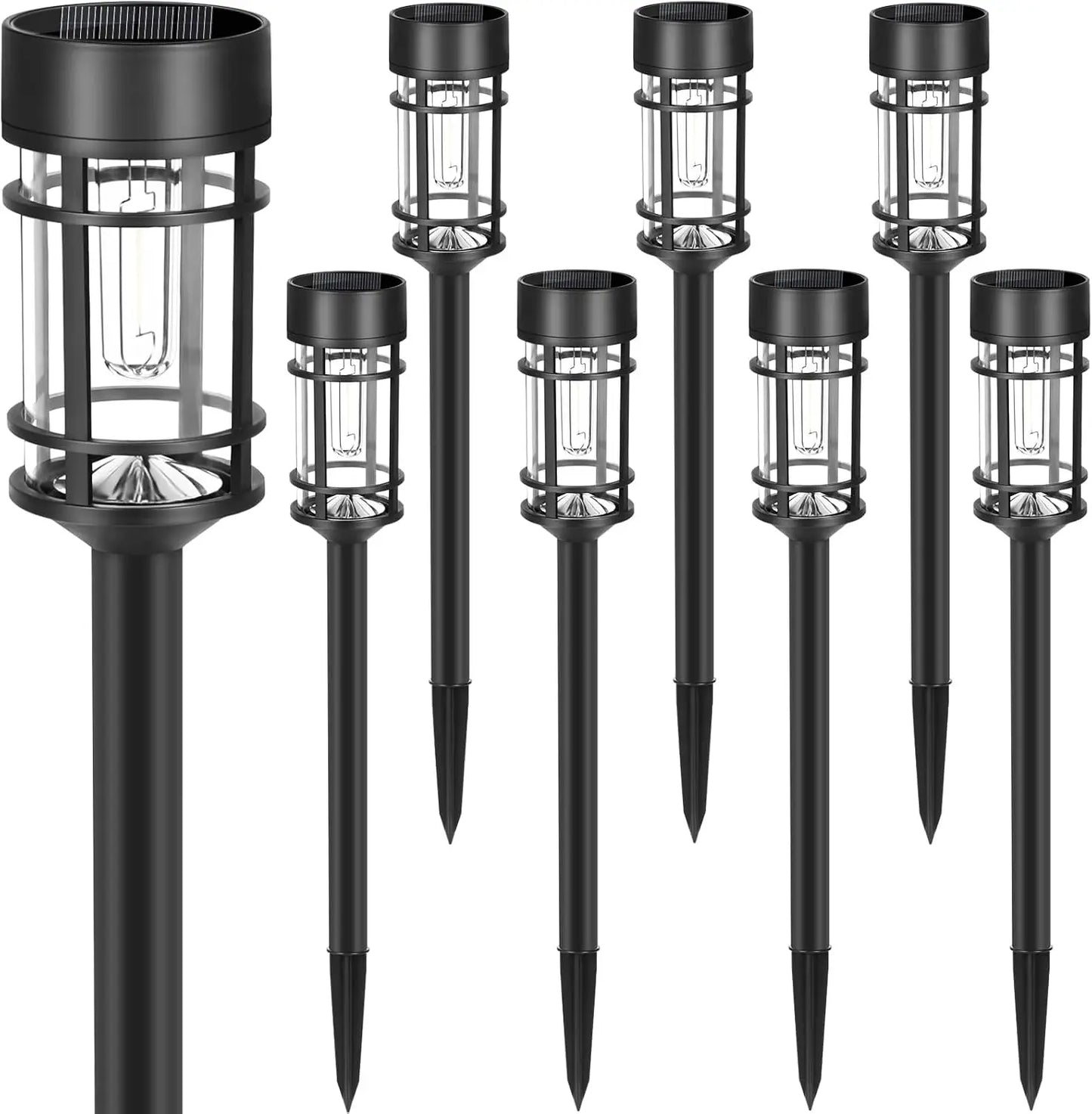 8-Pack Solar Pathway Lights – LED Outdoor Garden Lights, Waterproof Glass & Metal Design