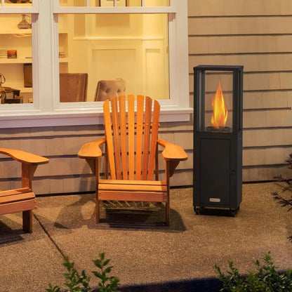 Wood Pellets Patio Heater with Wheels and Ash Box, Safe and Adjustable Outdoor Heaters for Patio. Outdoor Fire Pit