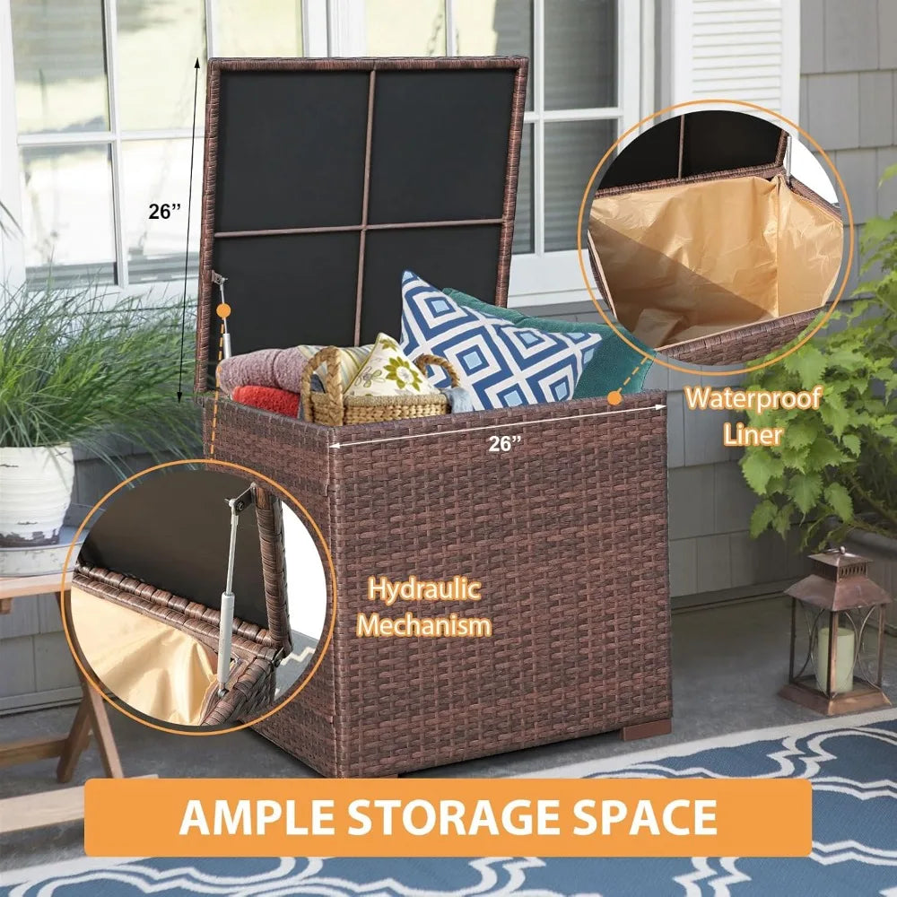 8-Piece Outdoor Patio Furniture Set, Rattan Conversation Set with 50,000 BTU Gas Fire Pit, Wicker Sectional Sofa