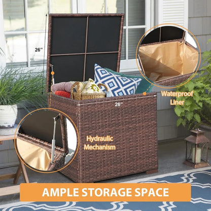 8-Piece Outdoor Patio Furniture Set, Rattan Conversation Set with 50,000 BTU Gas Fire Pit, Wicker Sectional Sofa