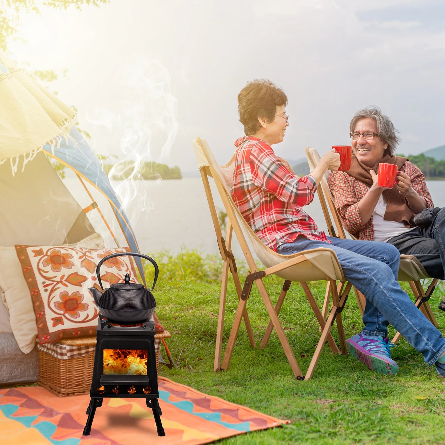 Portable Folding Wood Stove Grill – Windproof Barbecue Oven for Camping, Picnic & Outdoor Cooking