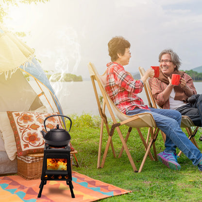 Portable Folding Wood Stove Grill – Windproof Barbecue Oven for Camping, Picnic & Outdoor Cooking