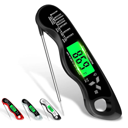 Meat Thermometer Digital，IP67 Waterproof Cooking Thermometer with Backlight, Calibration & Hold Function，Food Thermometer for Co