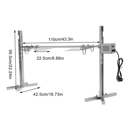 53" Electric Rotisserie Grill Kit – 88 lb. Capacity Roaster Stand with 25W Motor, Height Adjustable