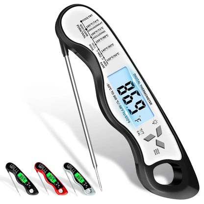 Meat Thermometer Digital，IP67 Waterproof Cooking Thermometer with Backlight, Calibration & Hold Function，Food Thermometer for Co