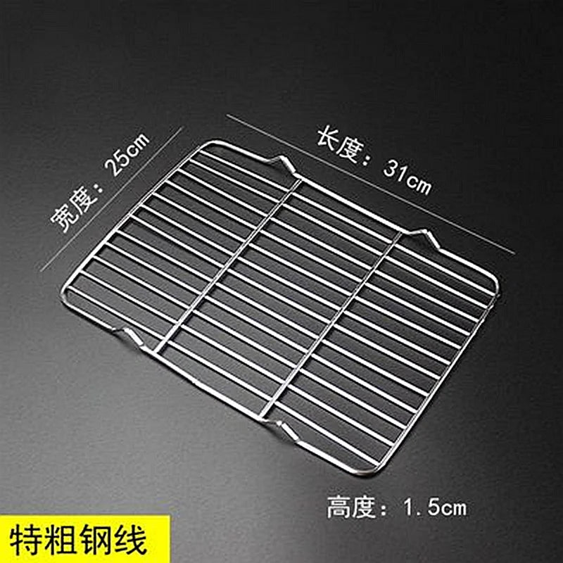 304 Stainless Steel BBQ Grill Mesh Grate – Charcoal Barbecue Rack with V-Feet for Oil Drainage & High Heat Cooking
