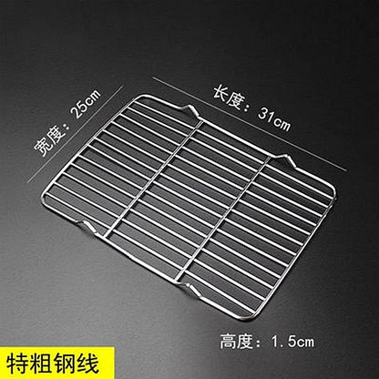 304 Stainless Steel BBQ Grill Mesh Grate – Charcoal Barbecue Rack with V-Feet for Oil Drainage & High Heat Cooking