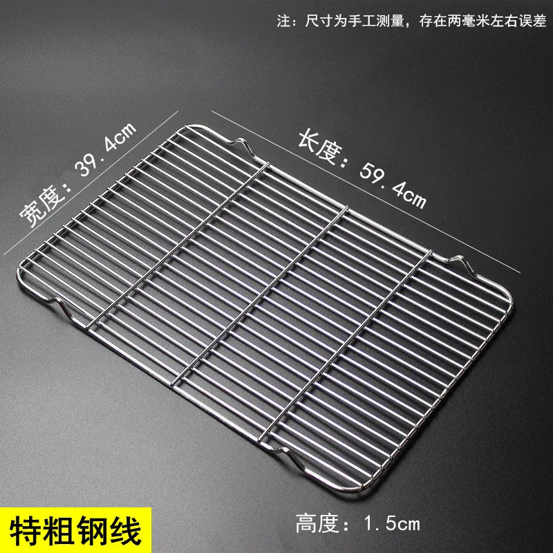 304 Stainless Steel BBQ Grill Mesh Grate – Charcoal Barbecue Rack with V-Feet for Oil Drainage & High Heat Cooking