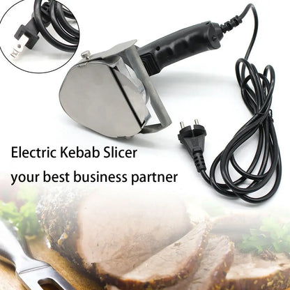 80W Electric Kebab Slicer – Portable Handheld BBQ Meat Cutter with Adjustable Thickness and Blade Sharpener