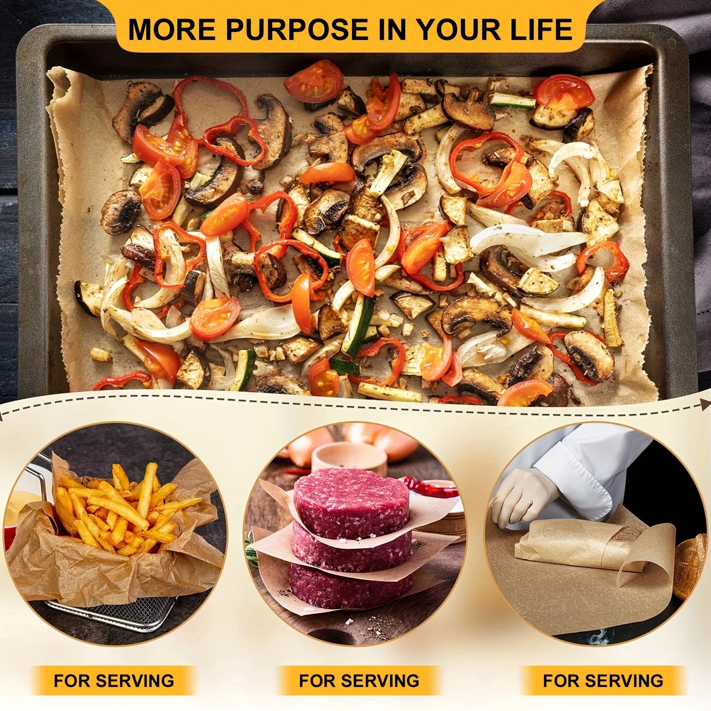 20m Non-Stick Parchment Paper Baking Sheets Precut Liners for Oven Air Fryer Grilling Mat Bread Cookies Kitchen Baking
