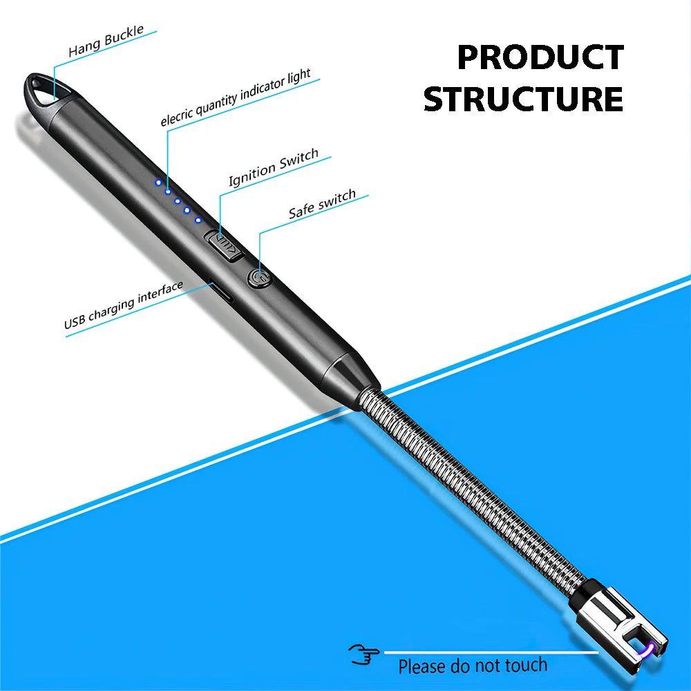 1/2/5-Piece USB Rechargeable Electric Lighter – Windproof Flameless Arc Lighter for BBQ, Kitchen, Candles & Camping