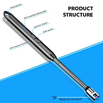 1/2/5-Piece USB Rechargeable Electric Lighter – Windproof Flameless Arc Lighter for BBQ, Kitchen, Candles & Camping
