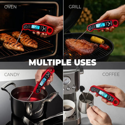 Instant Read Meat Thermometer Digital - Fast 3s Cooking Thermometer for Grill, Oven, BBQ with Large Backlit Display and Magnetic
