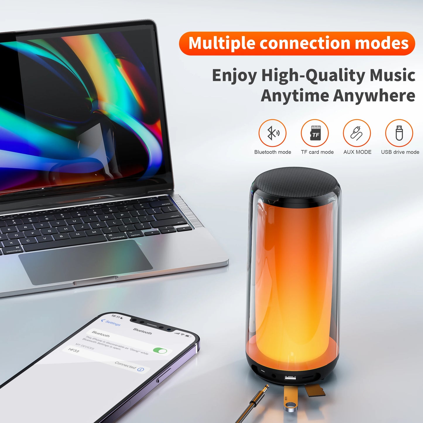 QERE Bluetooth Speaker, 10W Hi-Res Audio, Portable HiFi, IPX5 Waterproof, Multiple Connection Modes