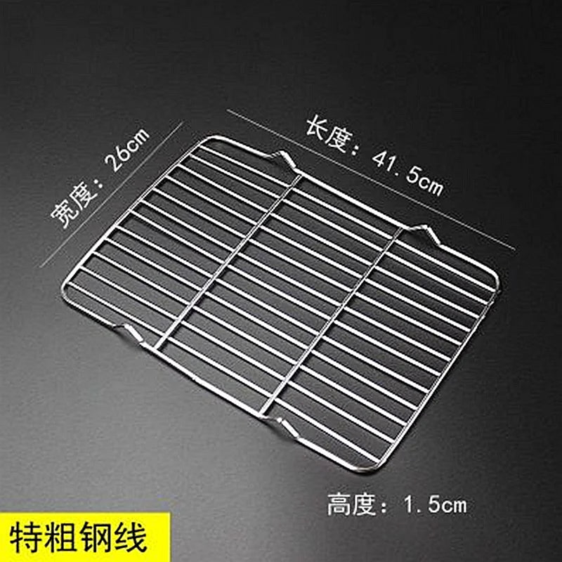304 Stainless Steel BBQ Grill Mesh Grate – Charcoal Barbecue Rack with V-Feet for Oil Drainage & High Heat Cooking