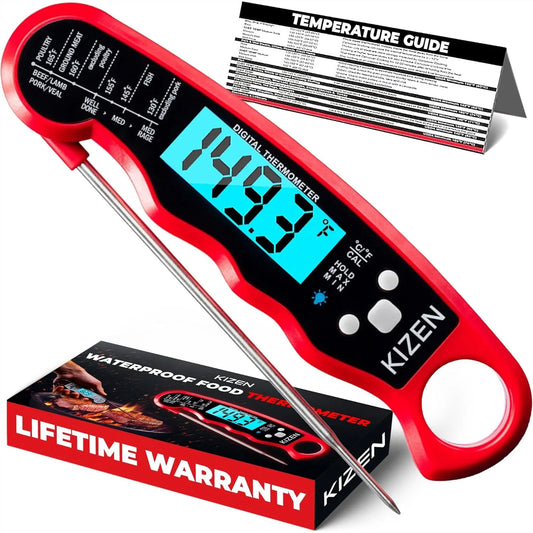 Instant Read Meat Thermometer Digital - Fast 3s Cooking Thermometer for Grill, Oven, BBQ with Large Backlit Display and Magnetic