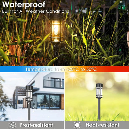 8-Pack Solar Pathway Lights – LED Outdoor Garden Lights, Waterproof Glass & Metal Design