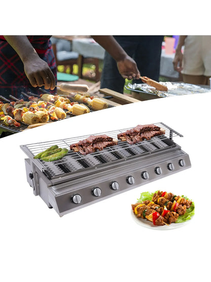 8-Burner Tabletop Gas Grill – Stainless Steel Outdoor Grill for Camping & Picnics