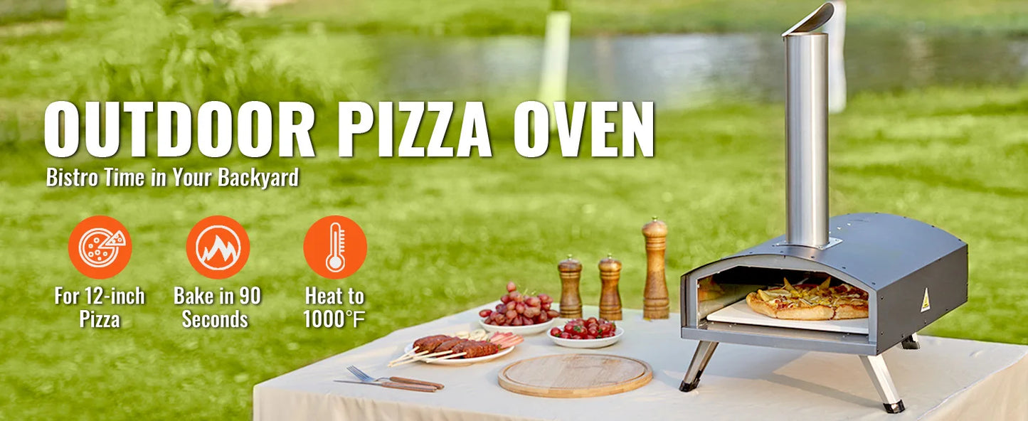 Succebuy 12inch Outdoor Oven Charcoal Fired Maker Portable Outside Stainless Steel Grill&Pizza Waterproof for Backyard Camping