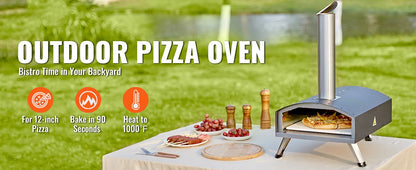 Succebuy 12inch Outdoor Oven Charcoal Fired Maker Portable Outside Stainless Steel Grill&Pizza Waterproof for Backyard Camping