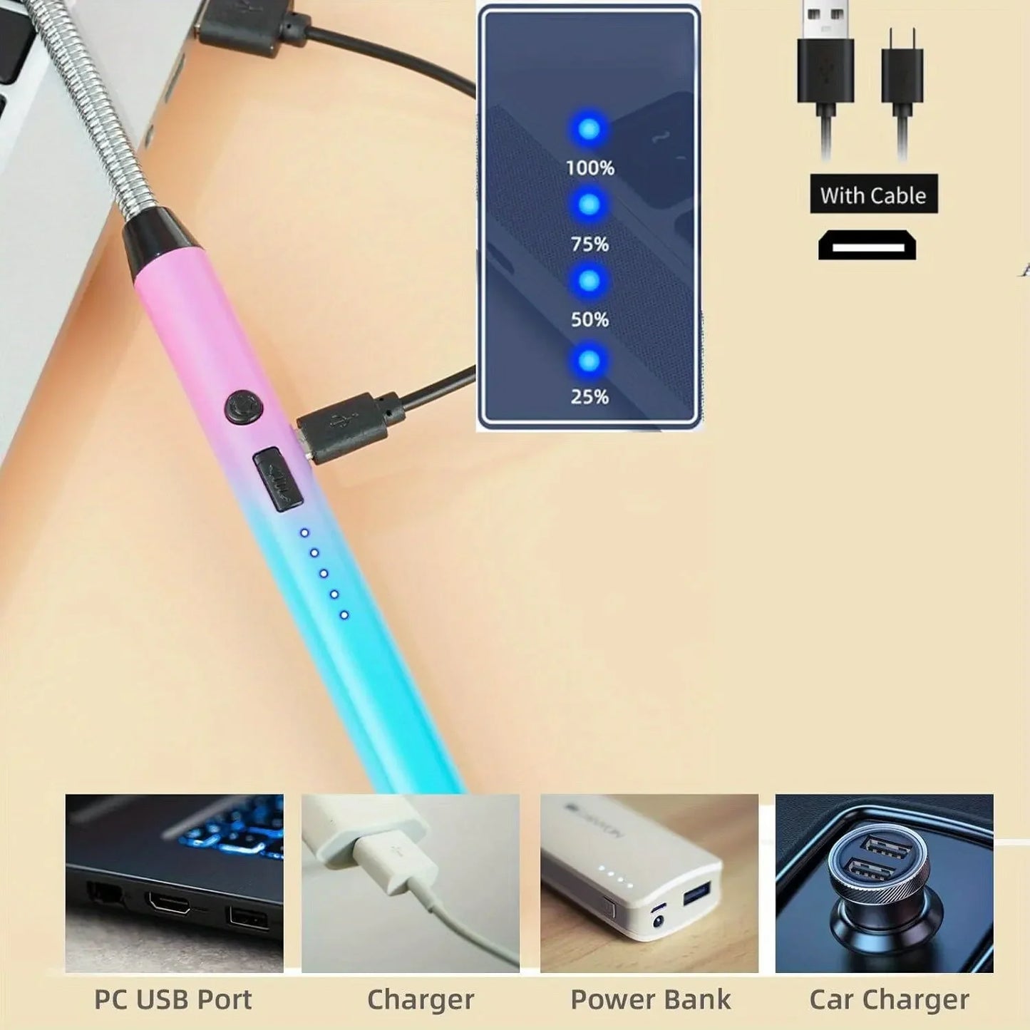 3-Piece USB Rechargeable Electric Lighter Set – 360° Rotating Windproof Lighters with LED Display
