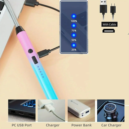3-Piece USB Rechargeable Electric Lighter Set – 360° Rotating Windproof Lighters with LED Display