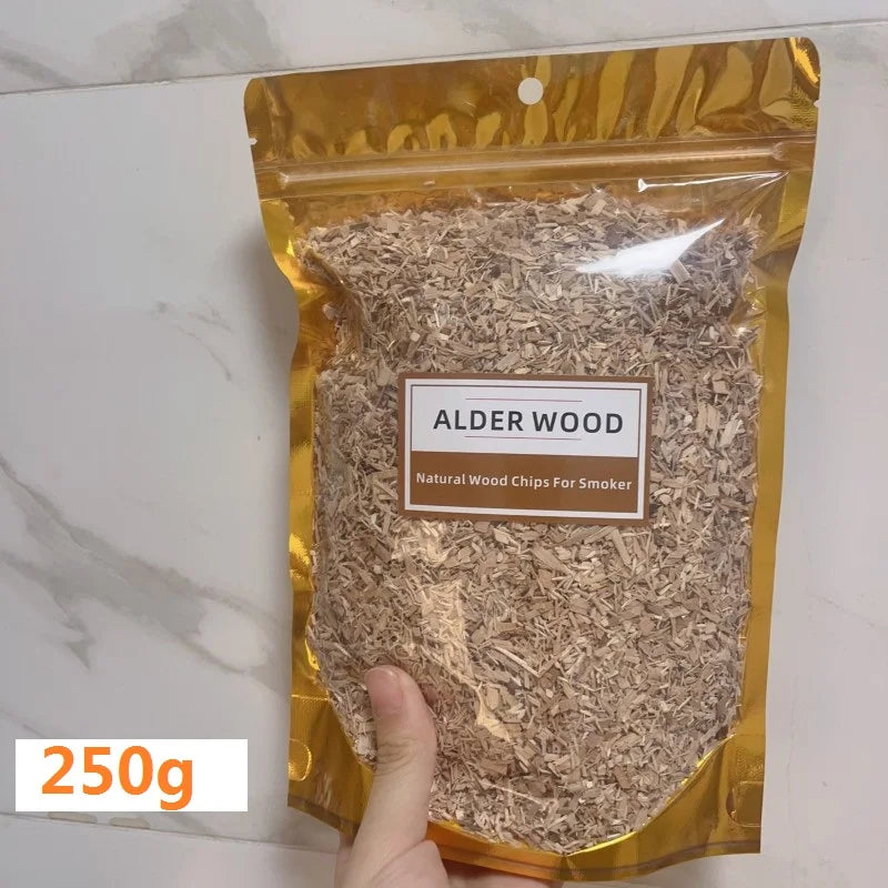 BBQ Smoked Sawdust Wood Chips-125-500g- Apple- Cherry Oak- Hickory-Alder Beech Smoking Fruit Wood Pieces for Smoker Fumigation Box
