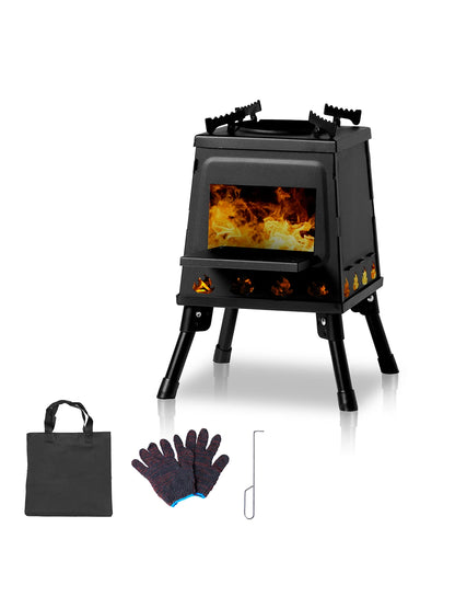 Portable Folding Wood Stove Grill – Windproof Barbecue Oven for Camping, Picnic & Outdoor Cooking