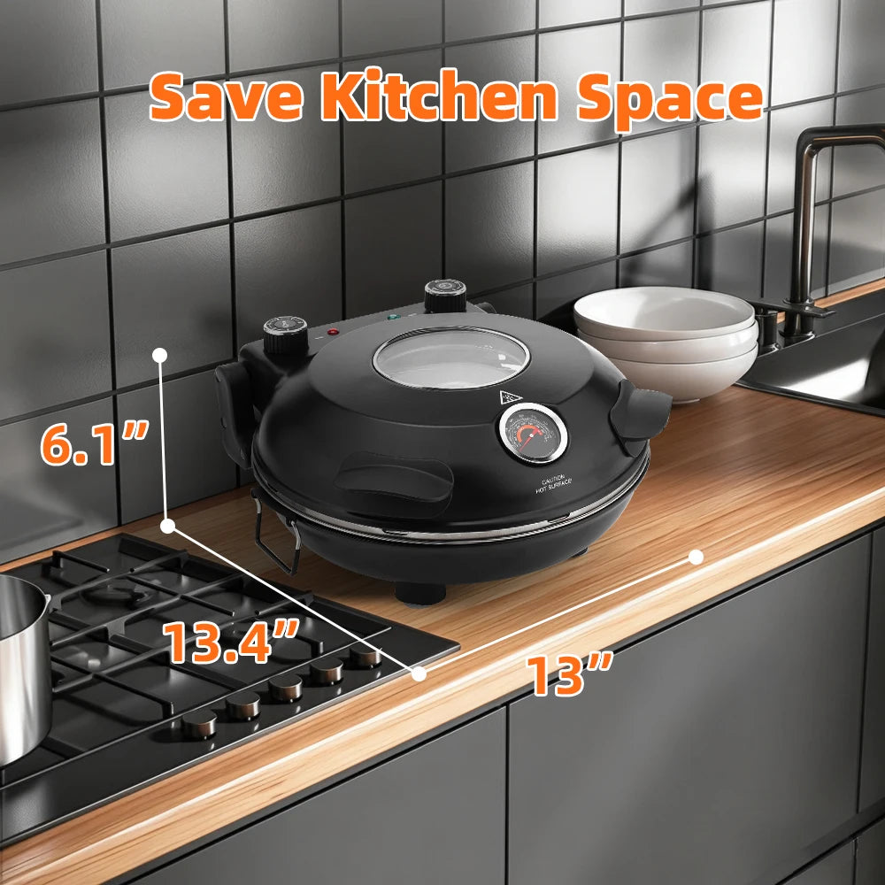Electric Pizza Oven – Double-Sided Heating with Viewing Window (Up to 420°C)