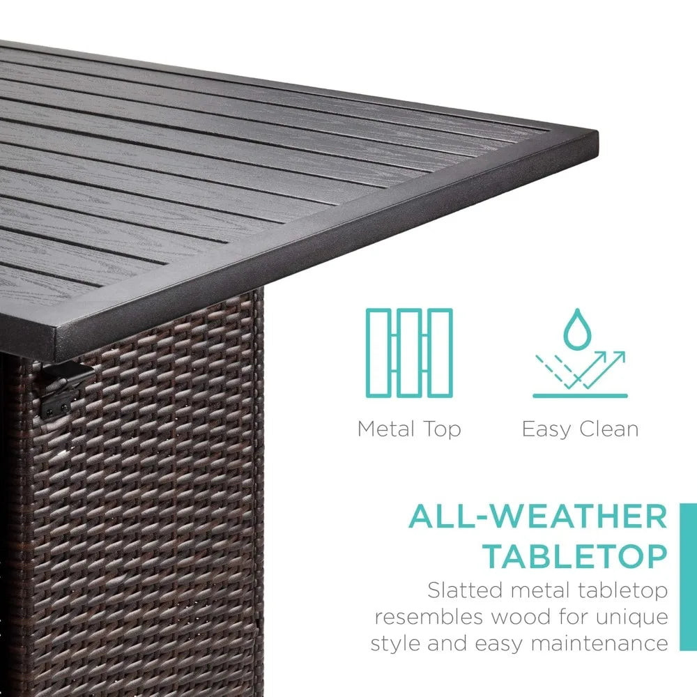 5-Piece Outdoor Rattan Bar Table & Chair Set – Built-In Bottle Opener & Hidden Storage Rack