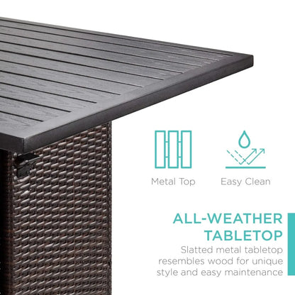 5-Piece Outdoor Rattan Bar Table & Chair Set – Built-In Bottle Opener & Hidden Storage Rack