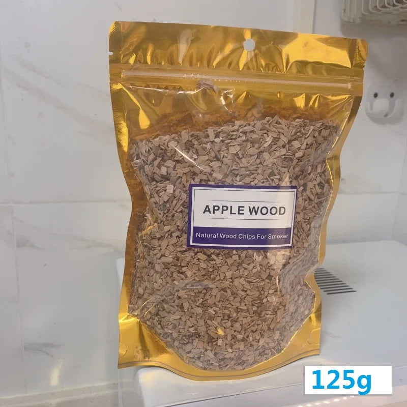 BBQ Smoked Sawdust Wood Chips-125-500g- Apple- Cherry Oak- Hickory-Alder Beech Smoking Fruit Wood Pieces for Smoker Fumigation Box