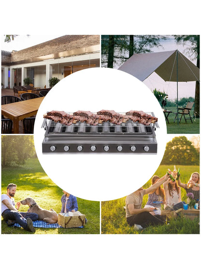 8-Burner Tabletop Gas Grill – Stainless Steel Outdoor Grill for Camping & Picnics