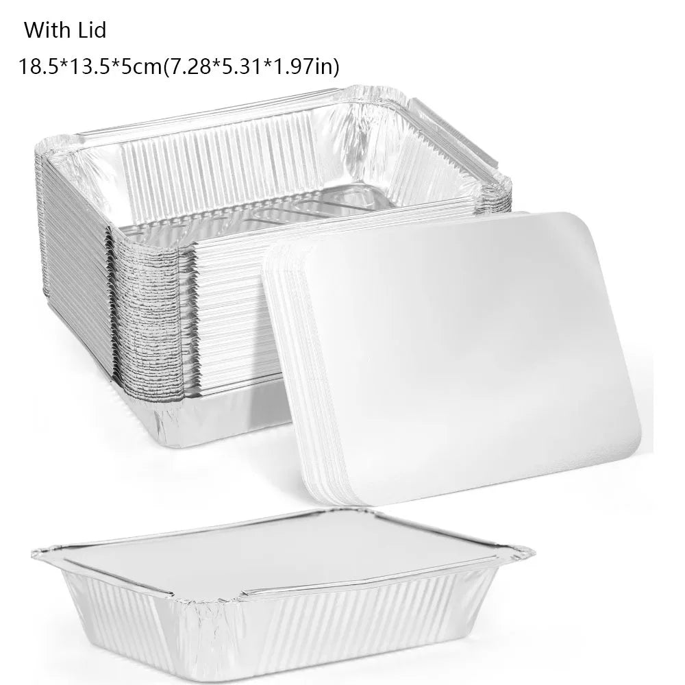 10-Pack Disposable Aluminum Foil Containers – Square Food Storage Trays for Baking, Cooking & Meal Prep