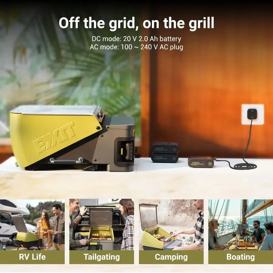20V Portable Wood Pellet Grill Smoker, Electric Tabletop Pellet Smoker with 287 Sq. In. Cooking Area & Temperature Control