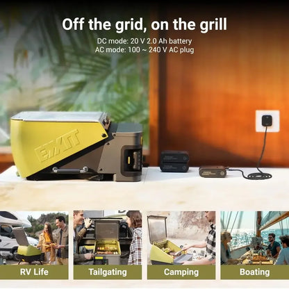 20V Portable Wood Pellet Grill Smoker, Electric Tabletop Pellet Smoker with 287 Sq. In. Cooking Area & Temperature Control