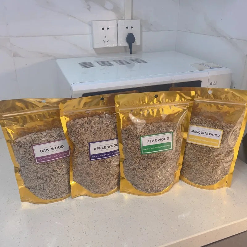 BBQ Smoked Sawdust Wood Chips-125-500g- Apple- Cherry Oak- Hickory-Alder Beech Smoking Fruit Wood Pieces for Smoker Fumigation Box