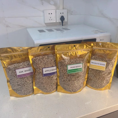 BBQ Smoked Sawdust Wood Chips-125-500g- Apple- Cherry Oak- Hickory-Alder Beech Smoking Fruit Wood Pieces for Smoker Fumigation Box