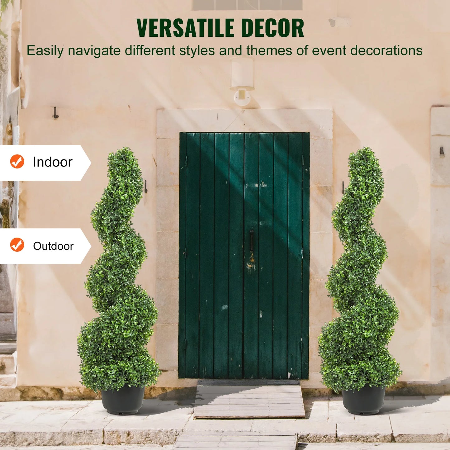 24/36/48in high Decorative Plants Green Plastic PE 1/2pcs Artificial Boxwood Tower Topiary Spiral Artificial Plant.